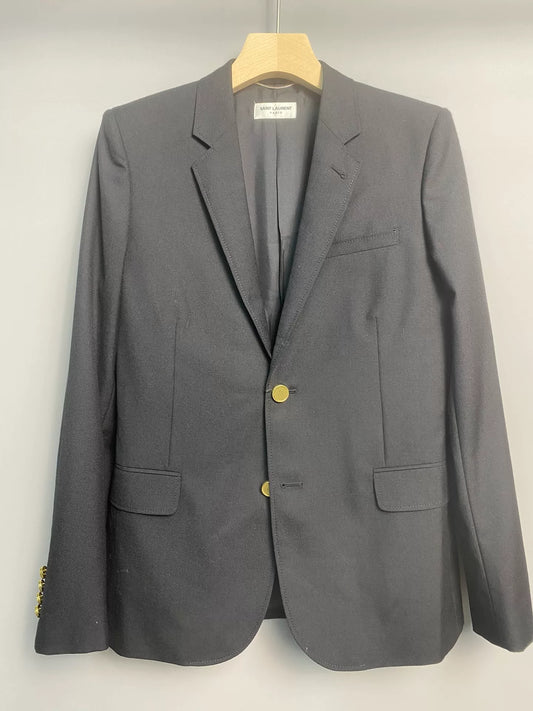 SAINT LAURENT Men's Gold Button Blazer