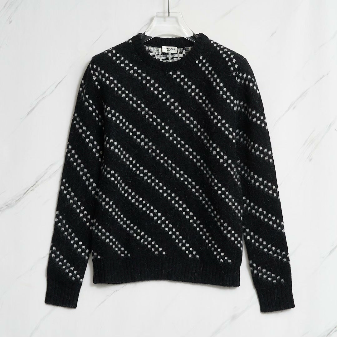Saint Laurent Men's Black Zigzag Sweater