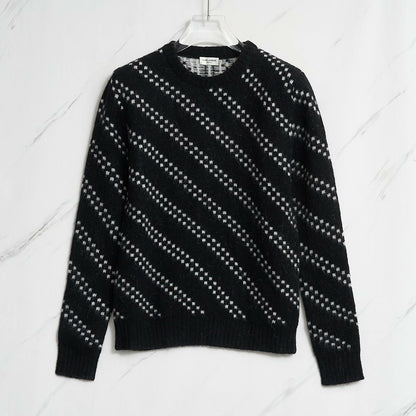 Saint Laurent Men's Black Zigzag Sweater
