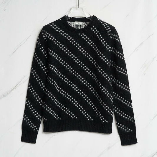 Saint Laurent Men's Black Zigzag Sweater