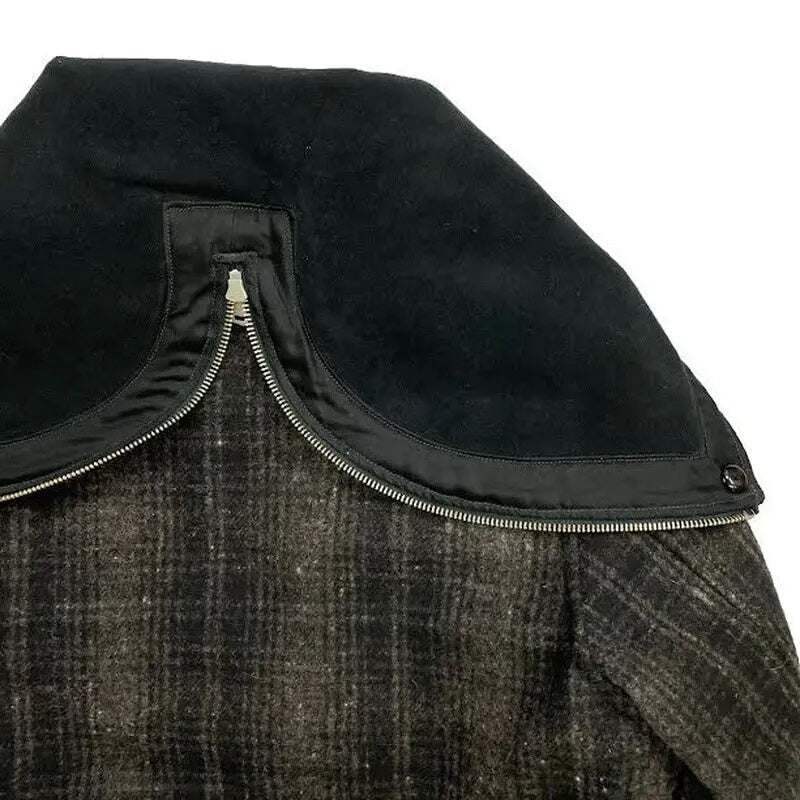 vintage gray plaid wool jacket