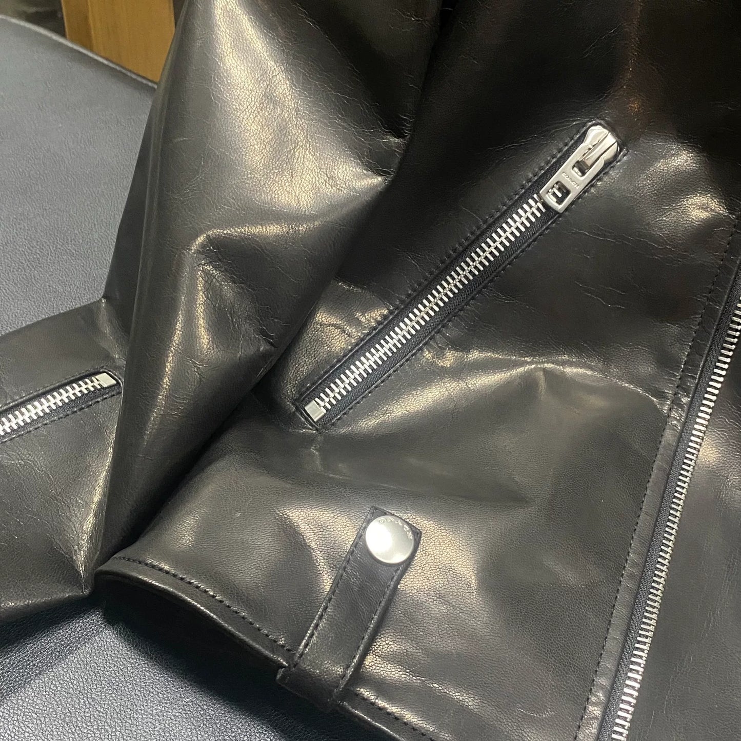 Black Goat Leather Biker Jacket
