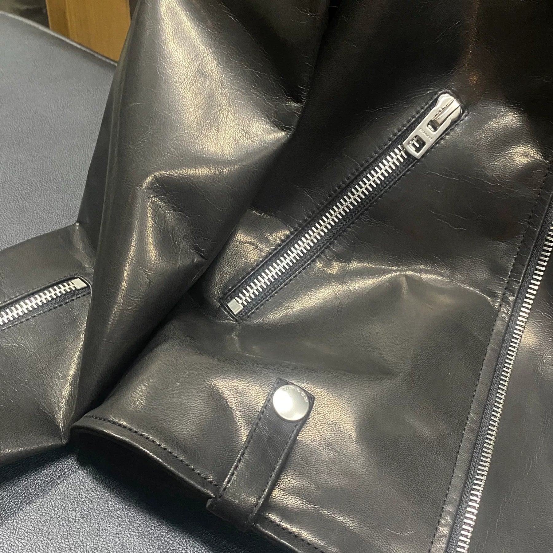 Black Goat Leather Biker Jacket