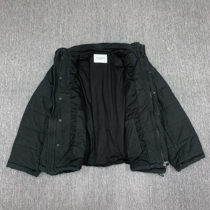 black balenciaga logo padded coat for men