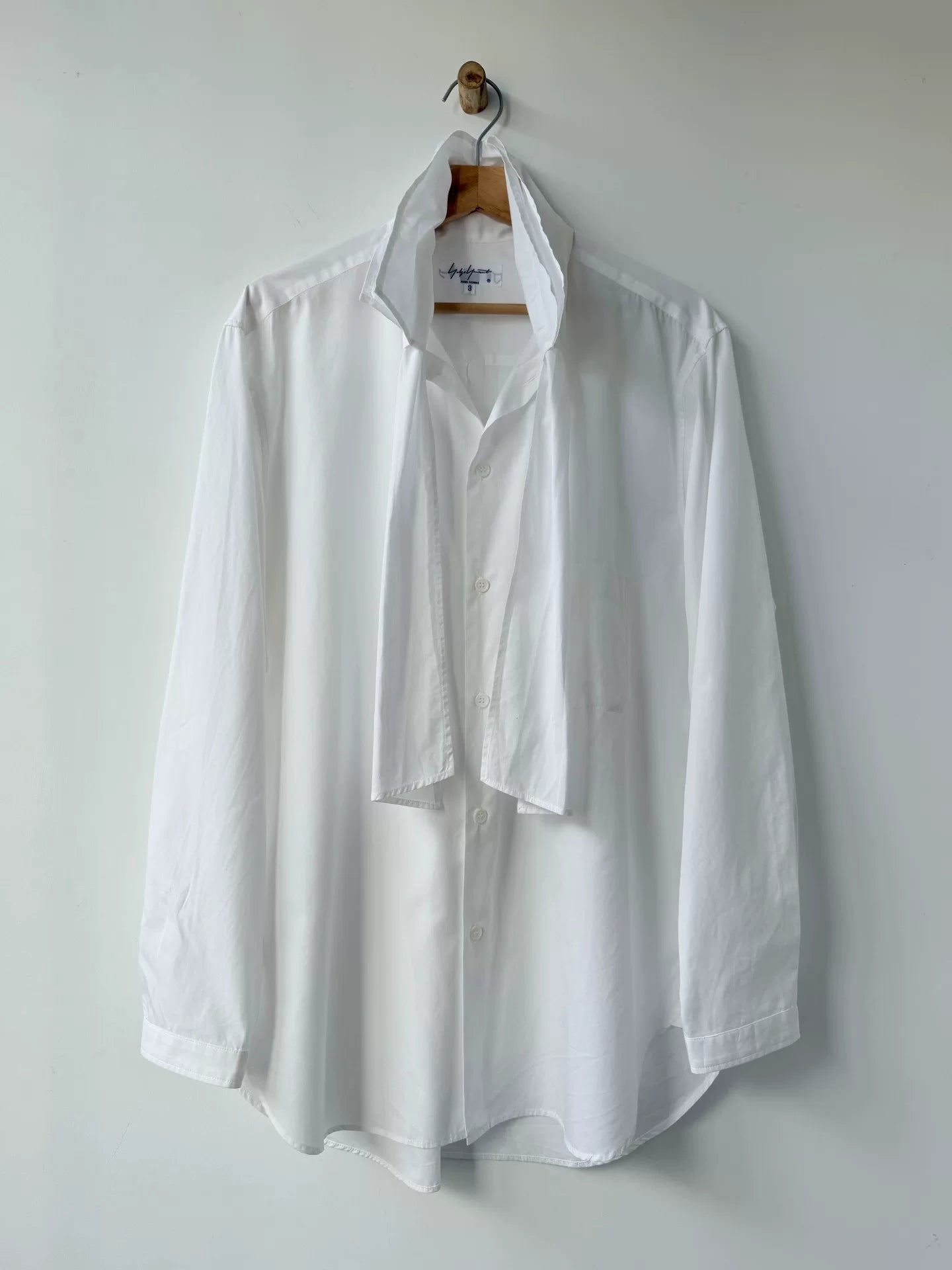 Yohji Yamamoto White Long Sleeve Shirttail