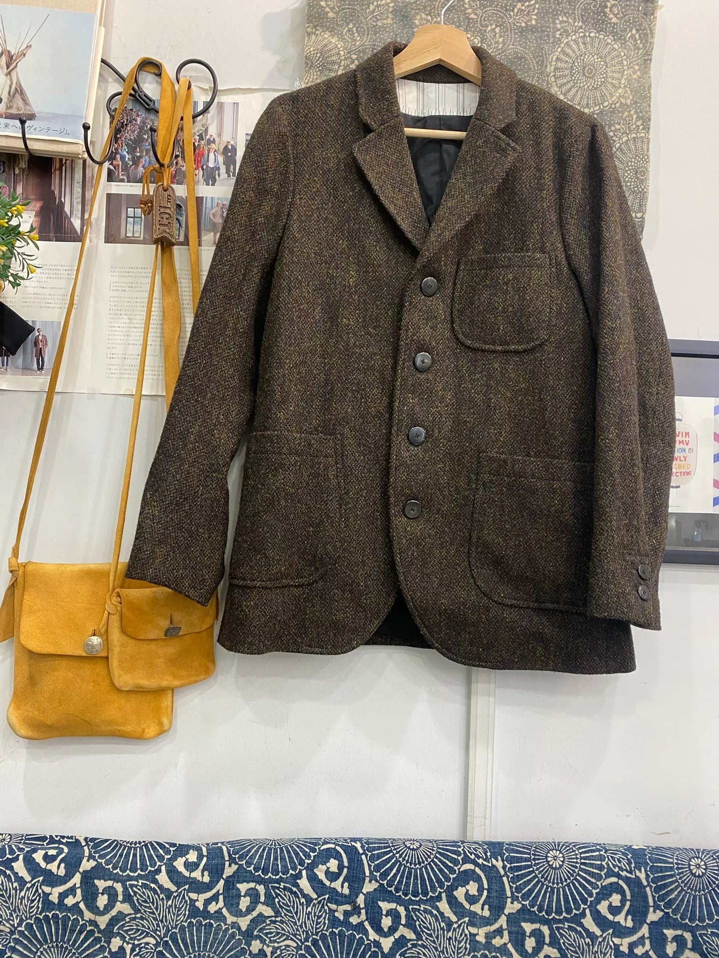visvim 16aw wool blazer in harris tweed