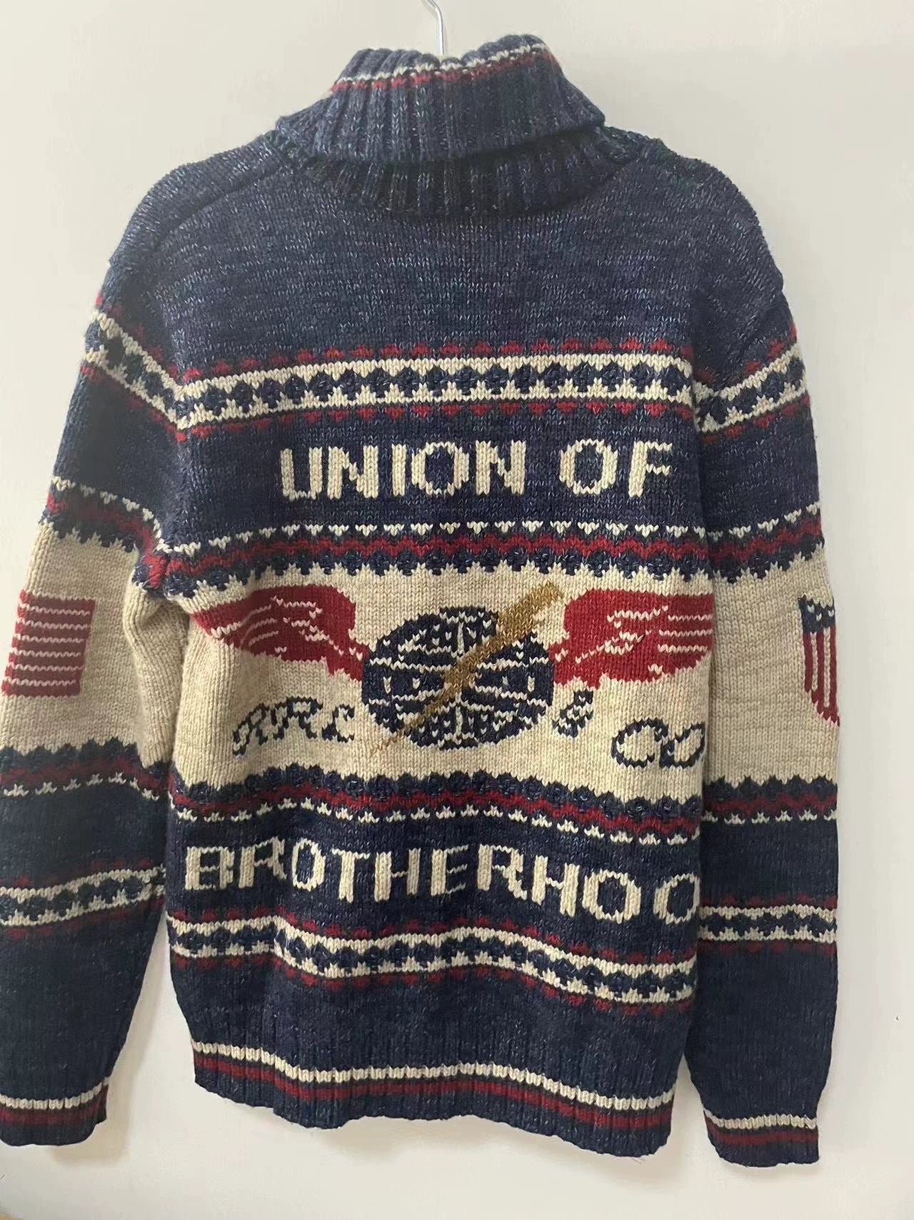 RRL Logo Cotton-Blend Full-Zip Cardigan