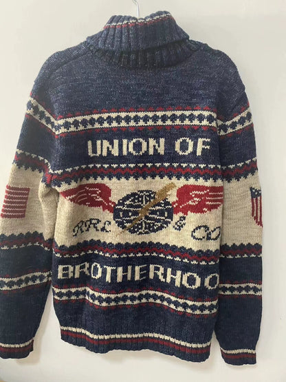 RRL Logo Cotton-Blend Full-Zip Cardigan