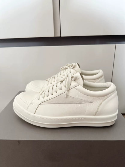 Rick Owens Shiny White Vans Style Shoes