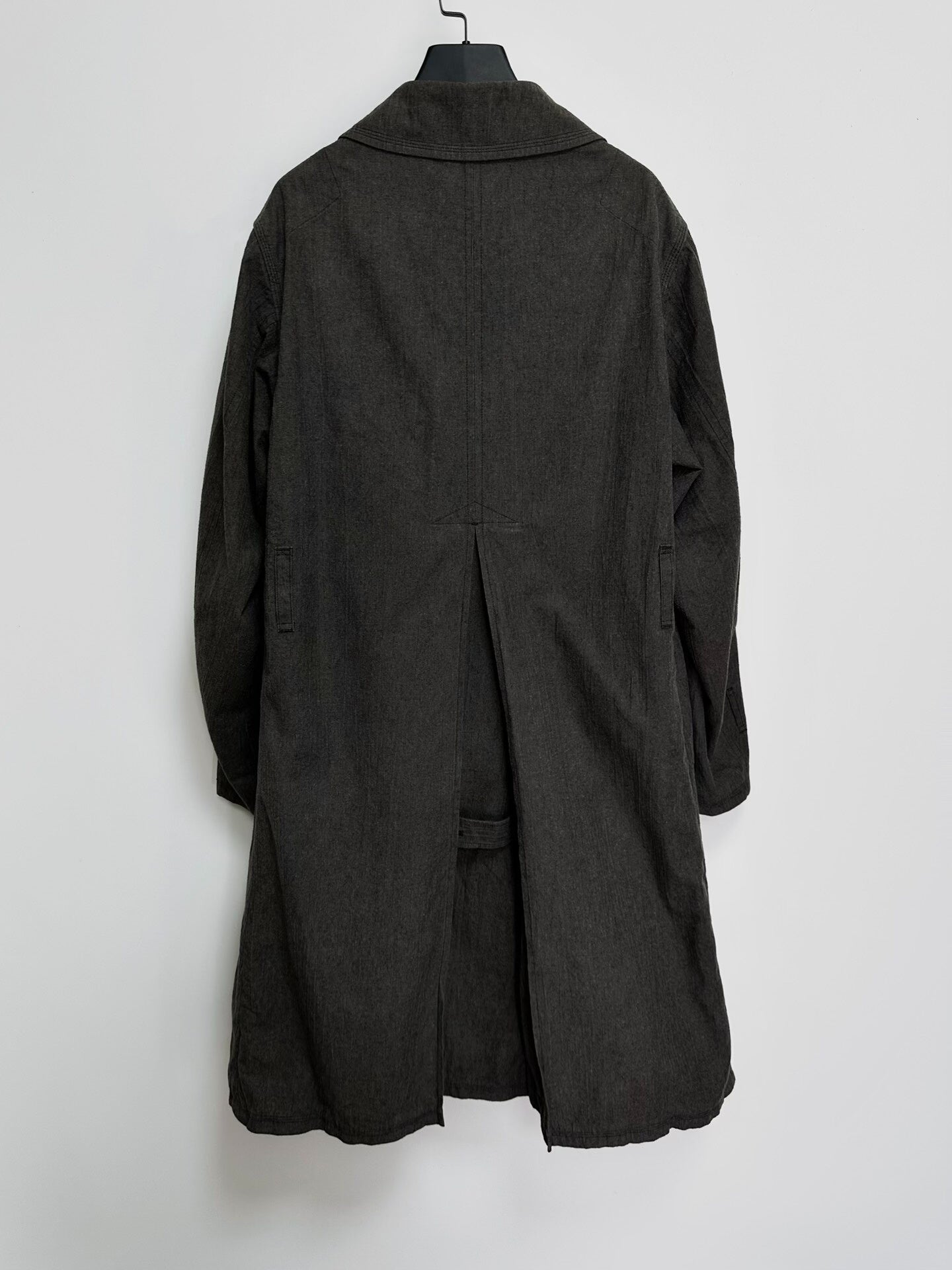black cotton double-breasted coat