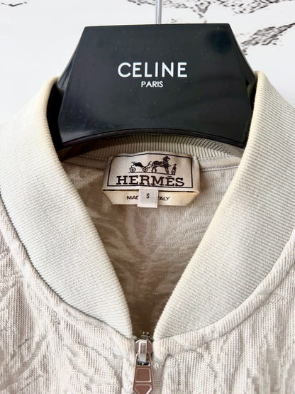 hermes gray knit baseball jacket size S