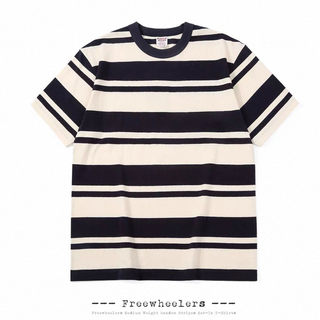 FREEWHEELERS Random Striped Crewneck T-shirt