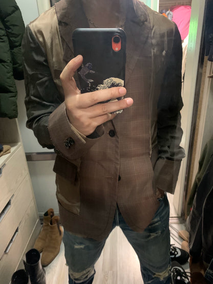 sacai classic men's patchwork blazer