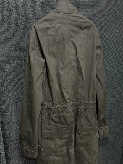 rick owens five-zip utility jumpsuit in dust