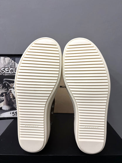 RickOwens Drkshdw High-Top Brown Canvas Sneakers