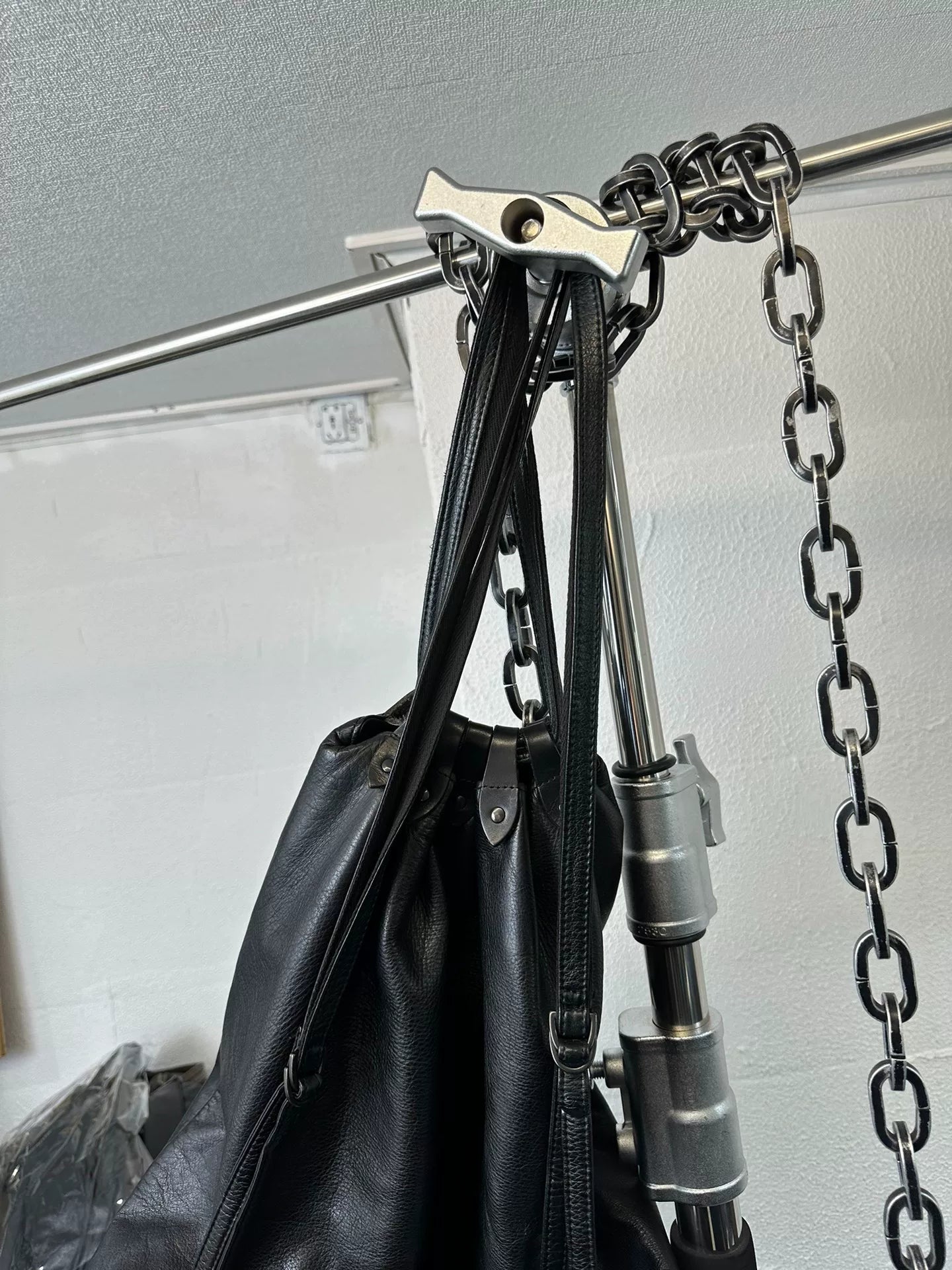 yohji yamamoto leather drawstring bag