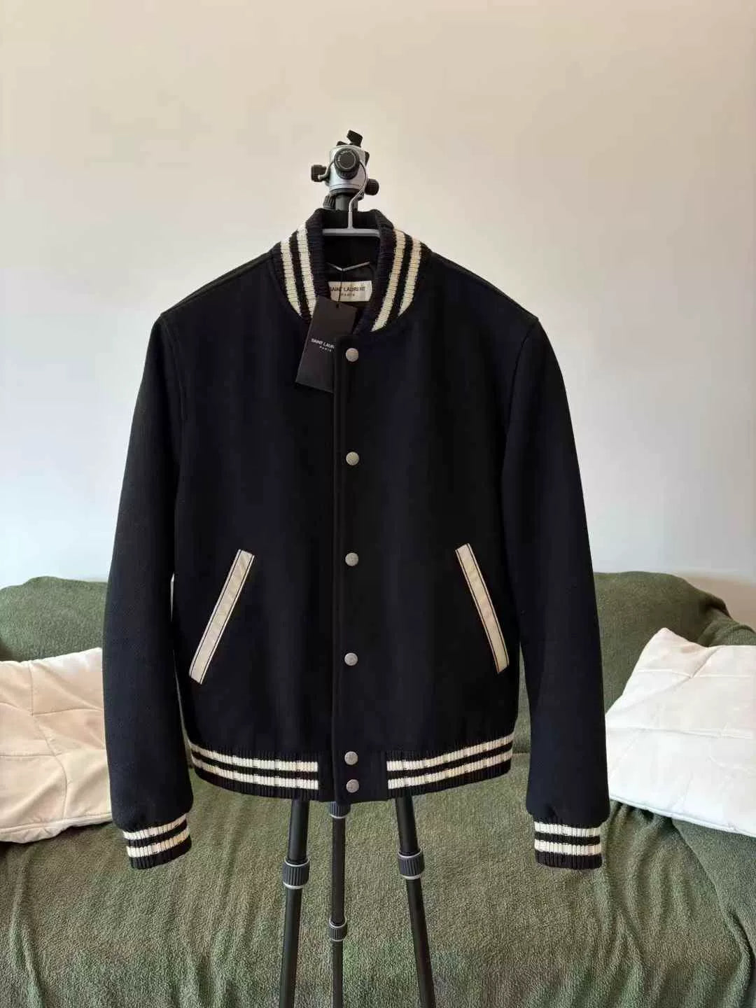 Saint Laurent Black Signature Baseball Jacket