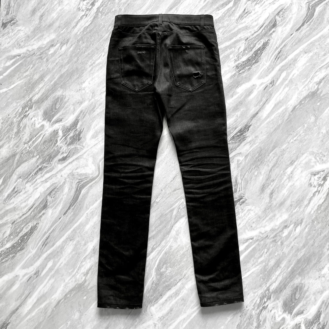 Saint Laurent 16SS Distressed Black Jeans
