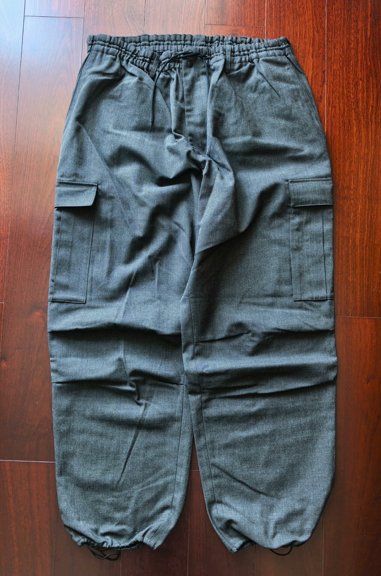 Y-3 Wool Cargo Pants in Dark Gray