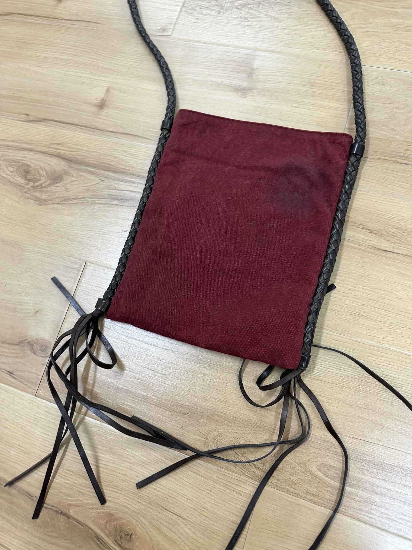 Dries van Noten Leather Woven Canvas Bag