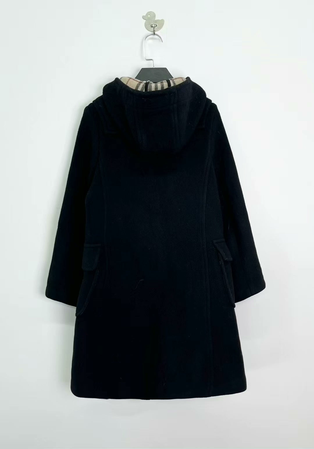 burberry black duffle coat with hood