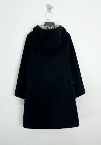 burberry black duffle coat with hood