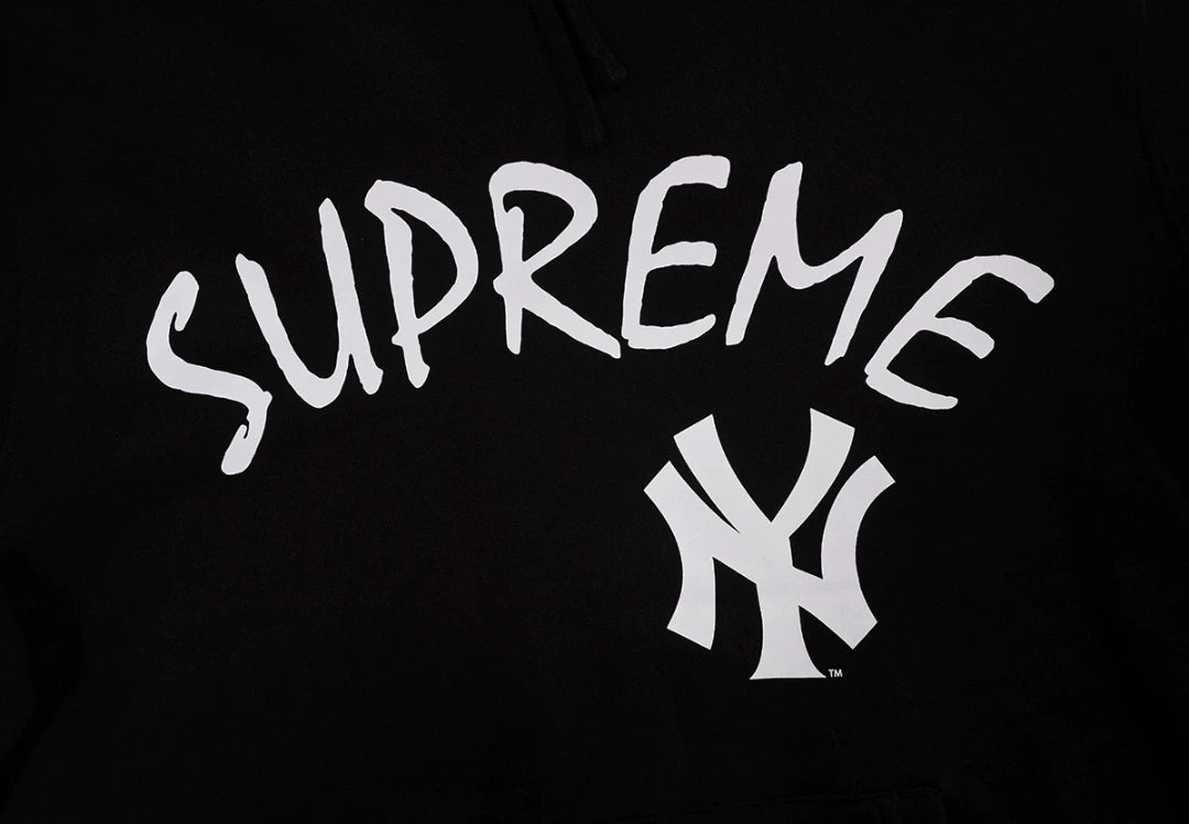 supreme x yankees hooded sweatshirt black