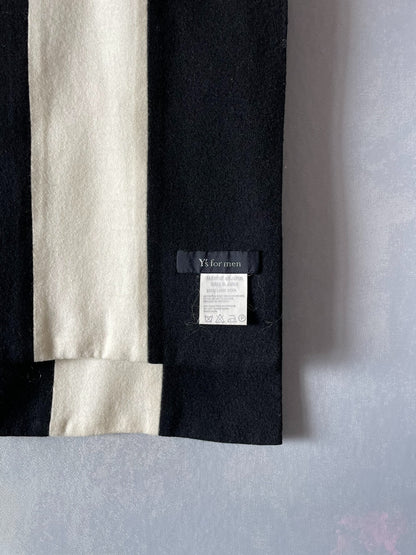 yohji yamamoto striped double-layer scarf