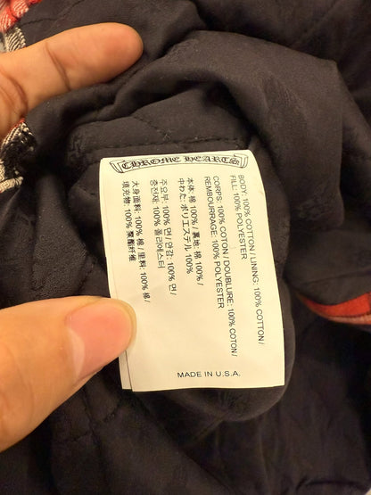 Chrome Hearts White Vine Red Plaid Quilted Jacket XL