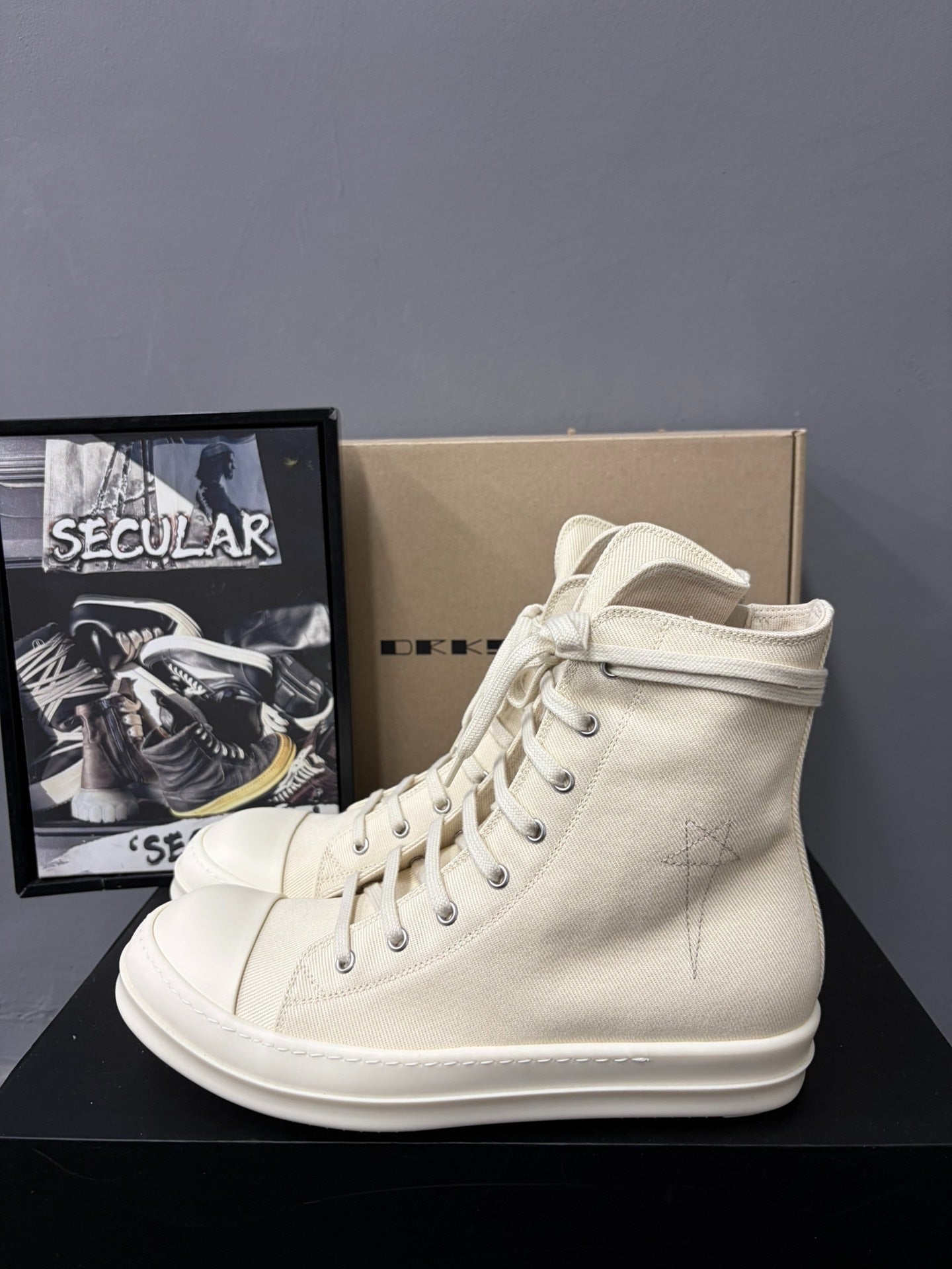 RickOwens Drkshdw White High-Top Canvas
