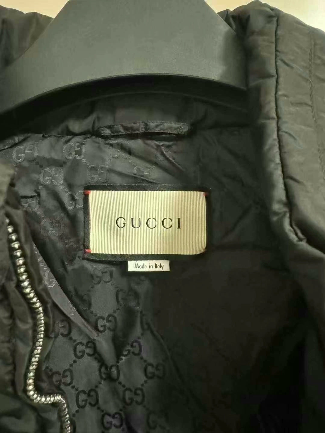 gucci printed down vest with high collar