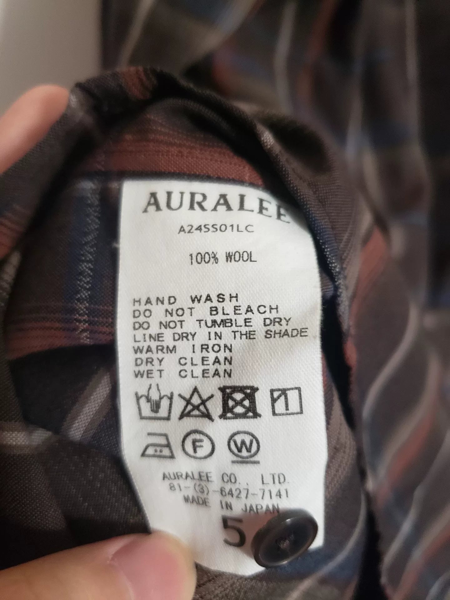 Auralee 24SS Super Light Wool Check Shirt