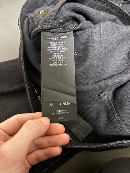 Saint Laurent Black Gray Vintage Denim Pants
