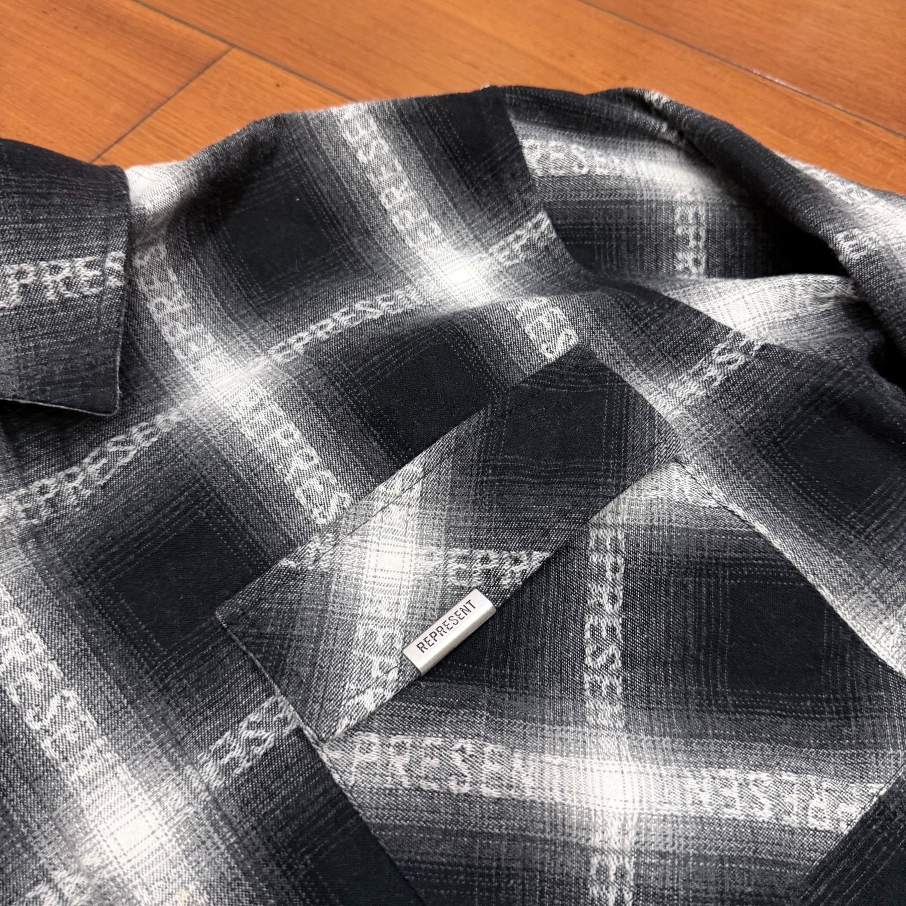 Represent White Black Print Shirt Jacket