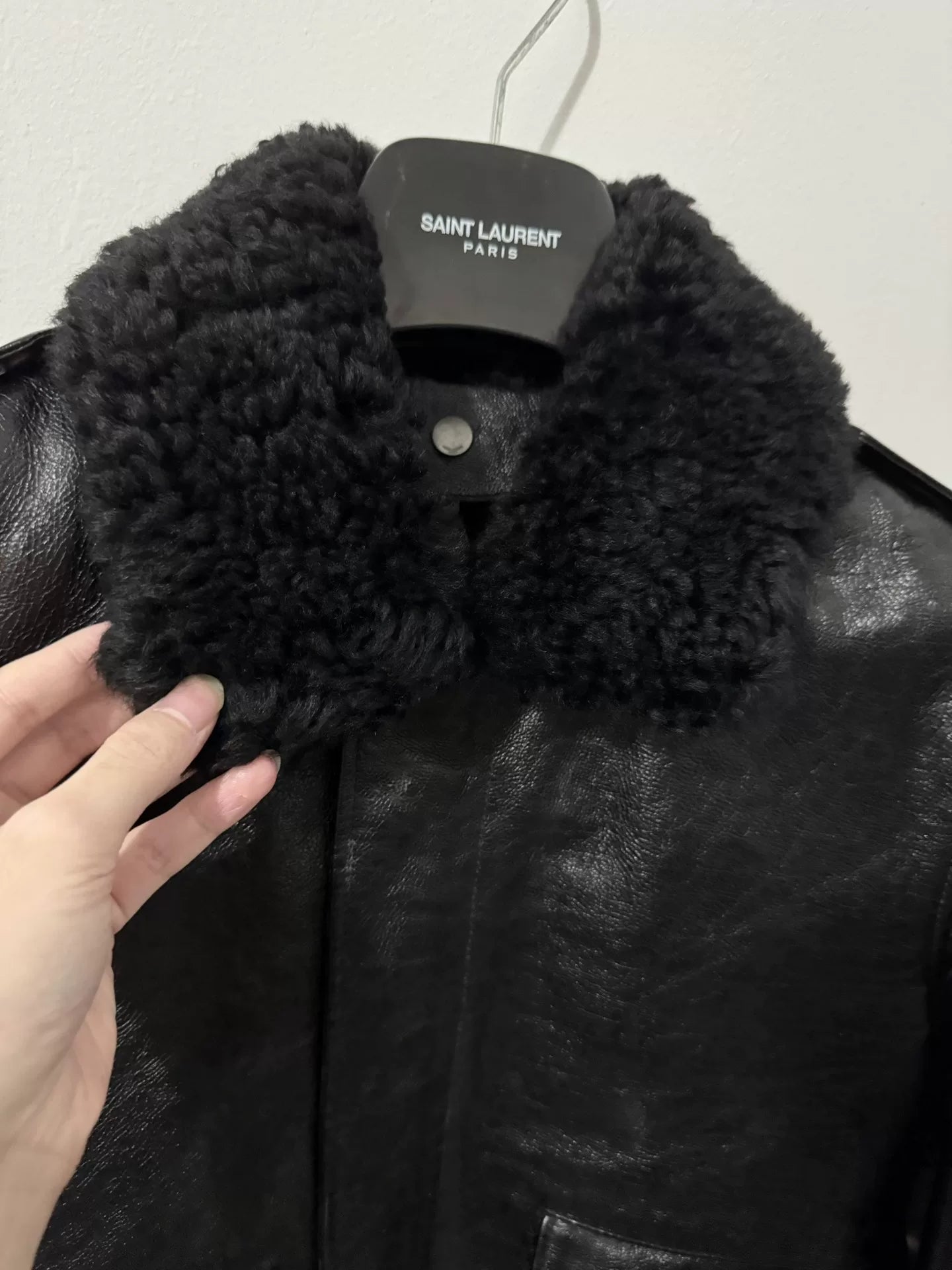 Saint Laurent Black Pilot Leather Jacket