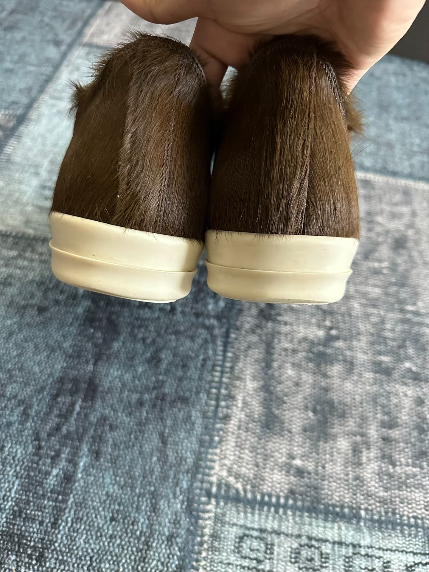 Rick Owens Main Line Brown Horsehair Low-Top 42
