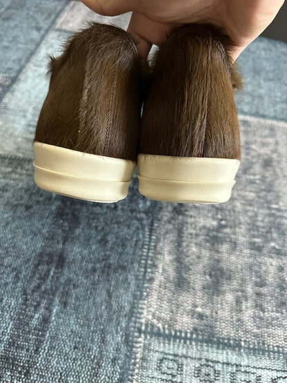 Rick Owens Main Line Brown Horsehair Low-Top 42