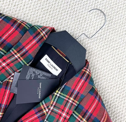 Saint Laurent FW23 Plaid Double-Breasted Blazer