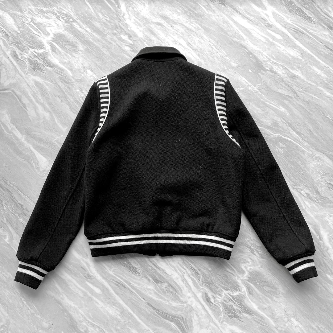 Saint Laurent Striped Zip Baseball Jacket