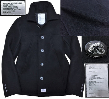 black wool watch coat with single button