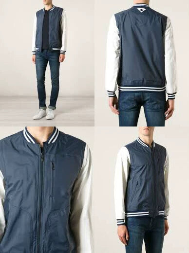 contrast sleeve bomber jacket by white mountaineering