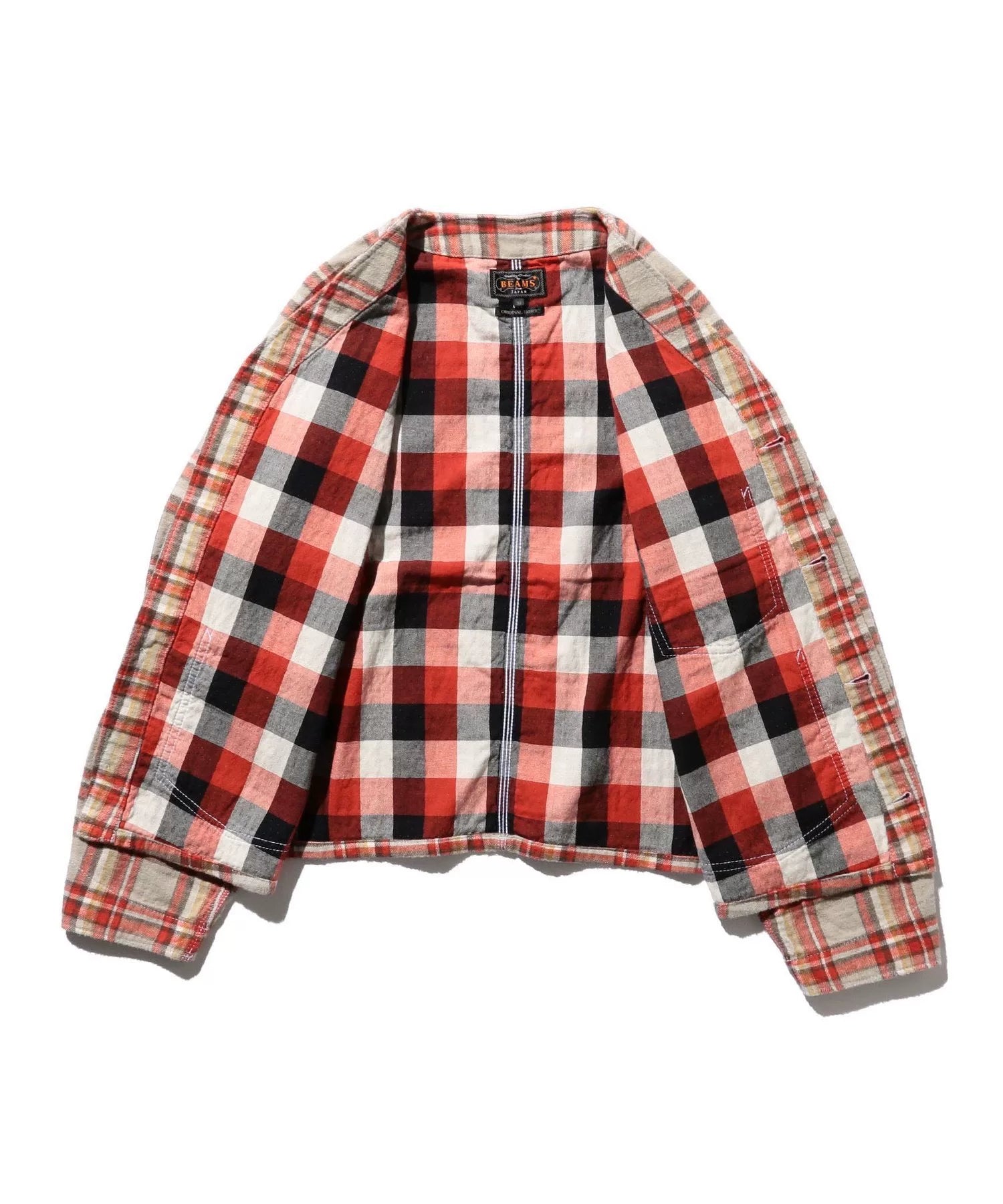 Beams Plus Red White Plaid Shirt Jacket