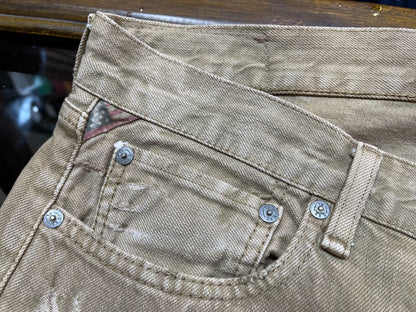 rrl distressed beige denim pants by Ralph Lauren