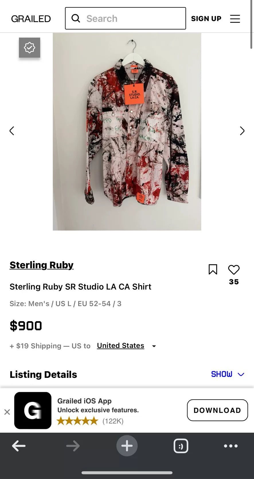 sterling ruby raf simons paint splatter shirt