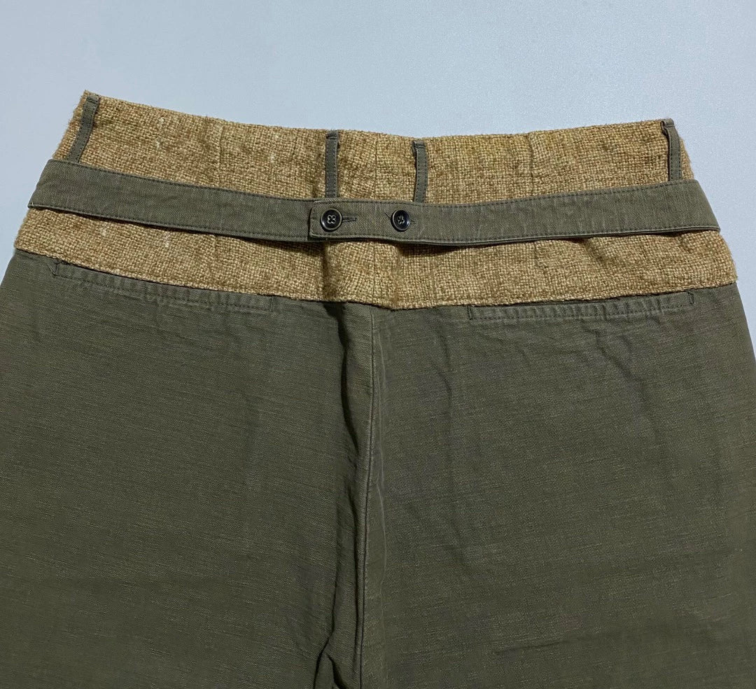 KAPITAL Cotton-Linen Spliced Riding Pants