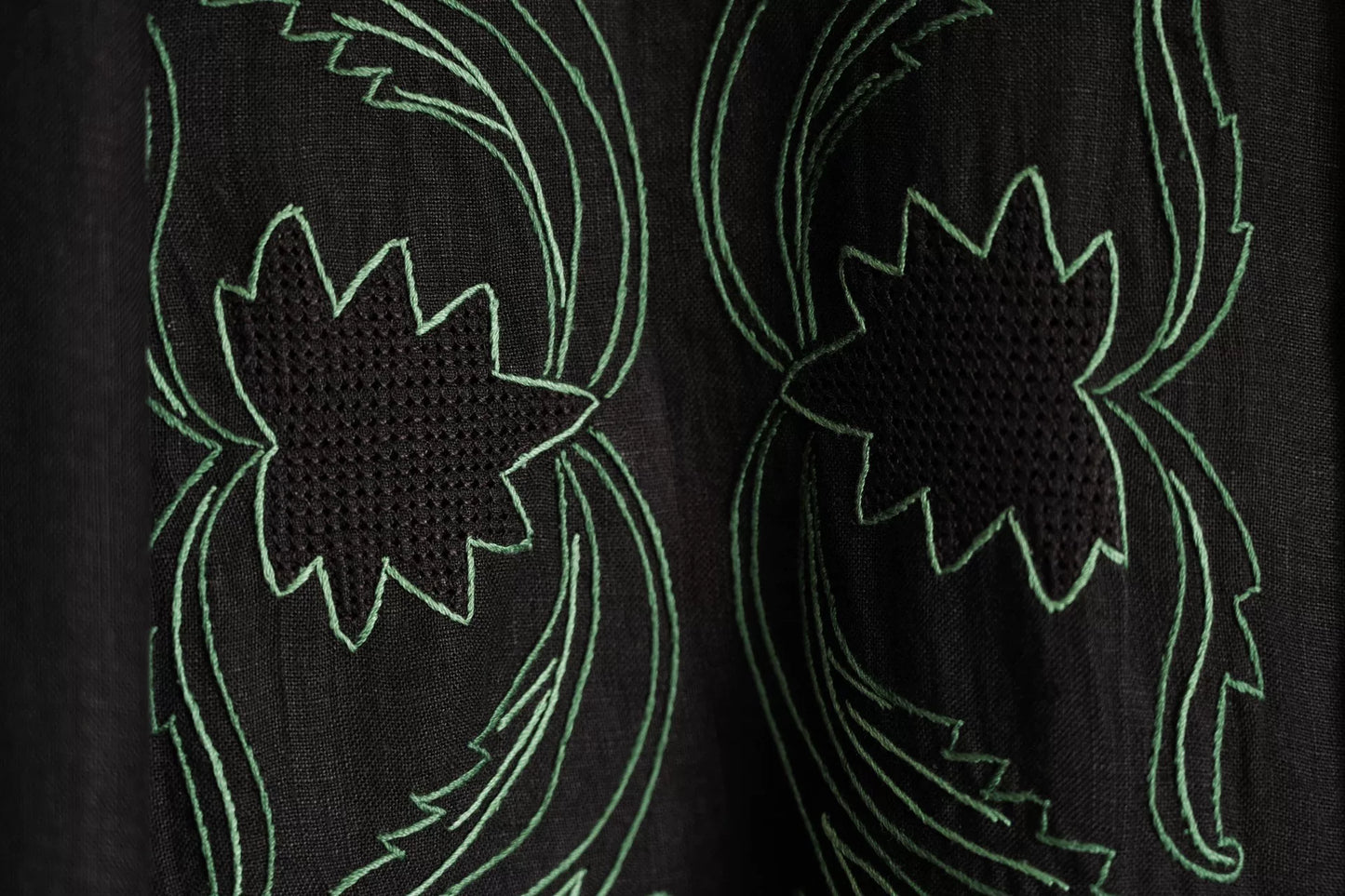 embroidered black long sleeve shirt