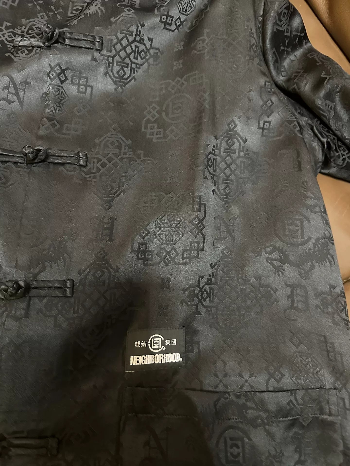 CLOT x Neighborhood Black Silk Jacket