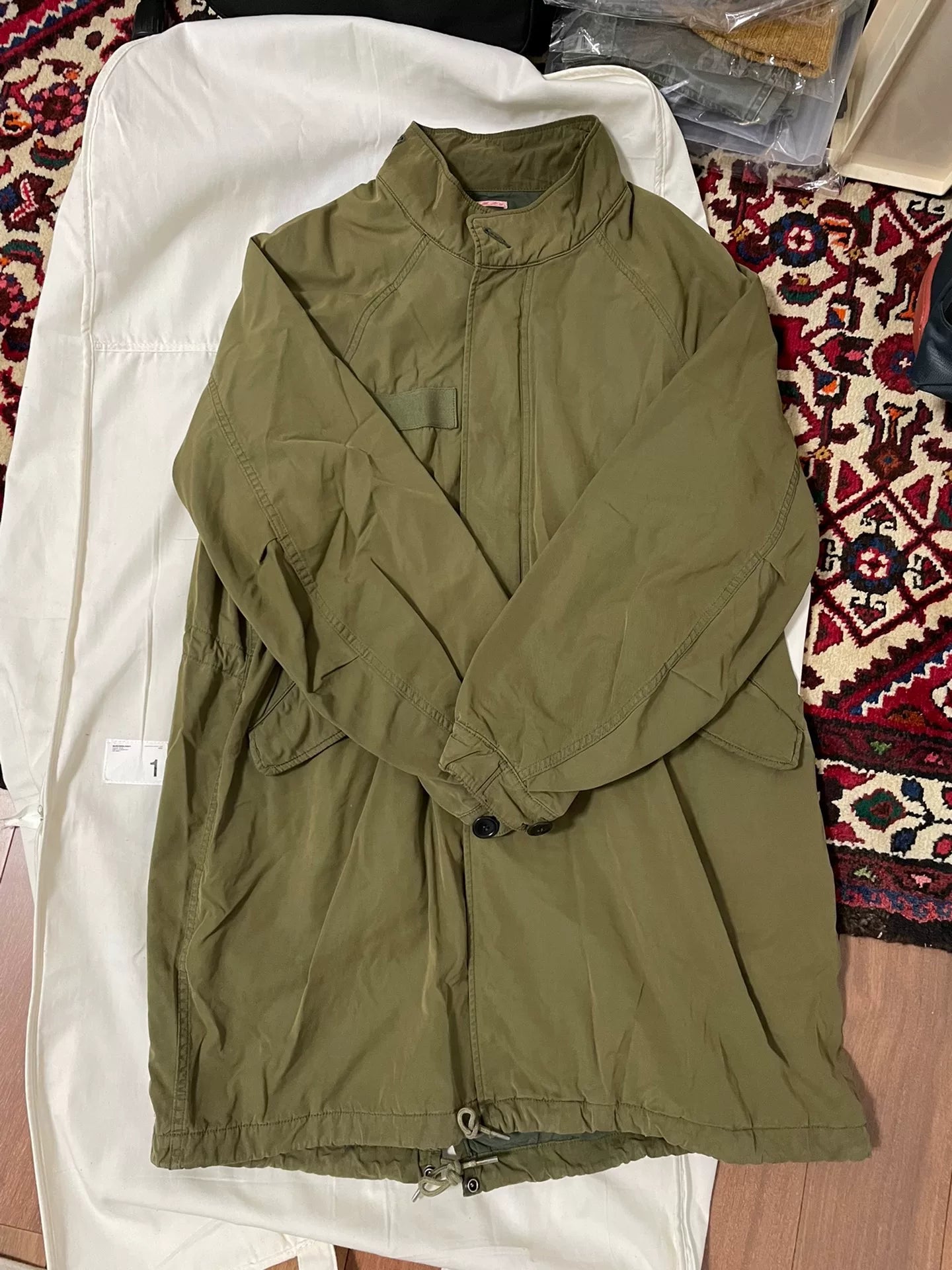 visvim six-five parka in olive green