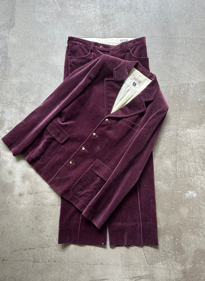 burgundy notch lapel suit set