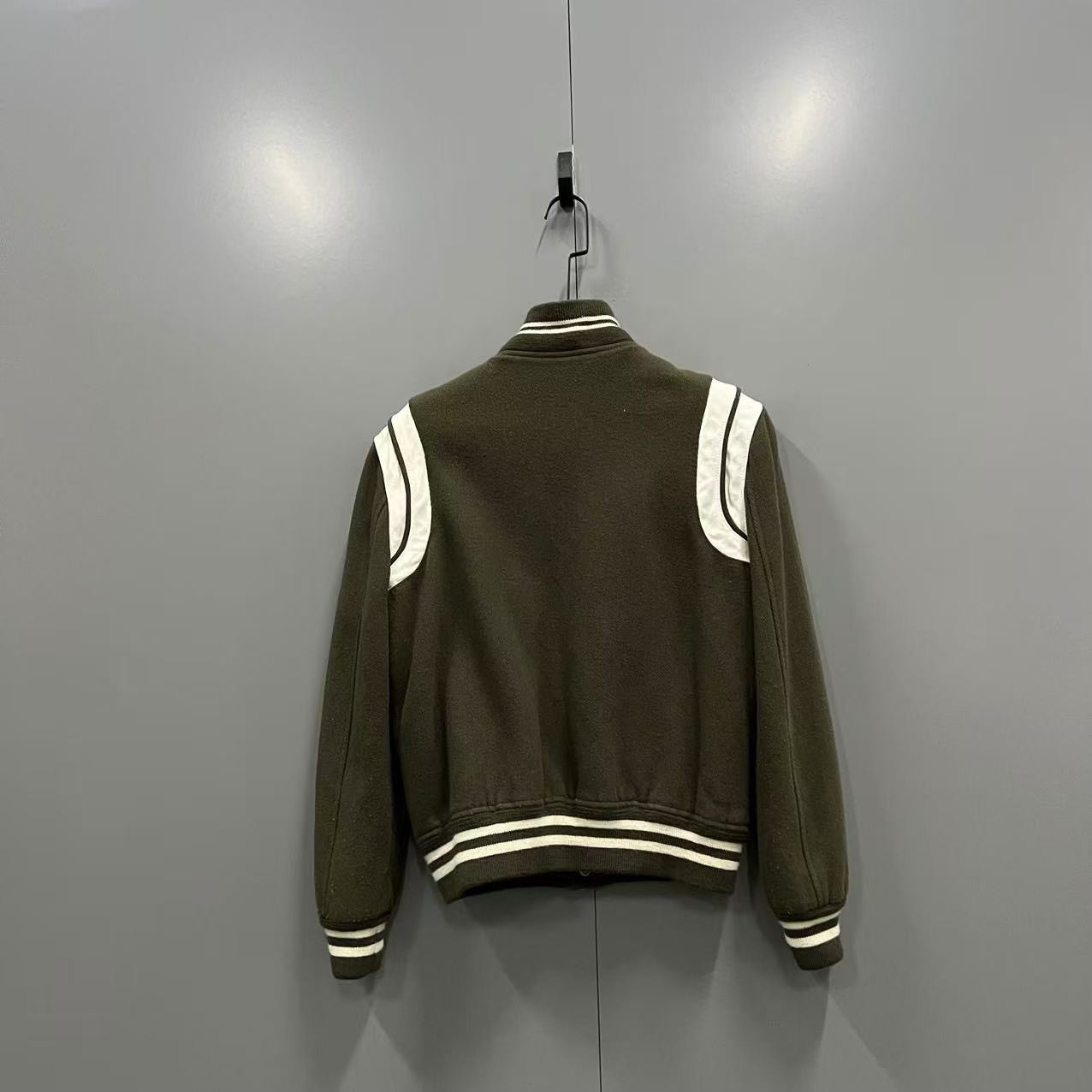 SAINT LAURENT Olive Green Baseball Jacket